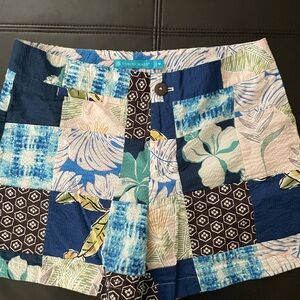 Tori Richard Patchwork Floral Patch Shorts in Blue, Navy, Teal